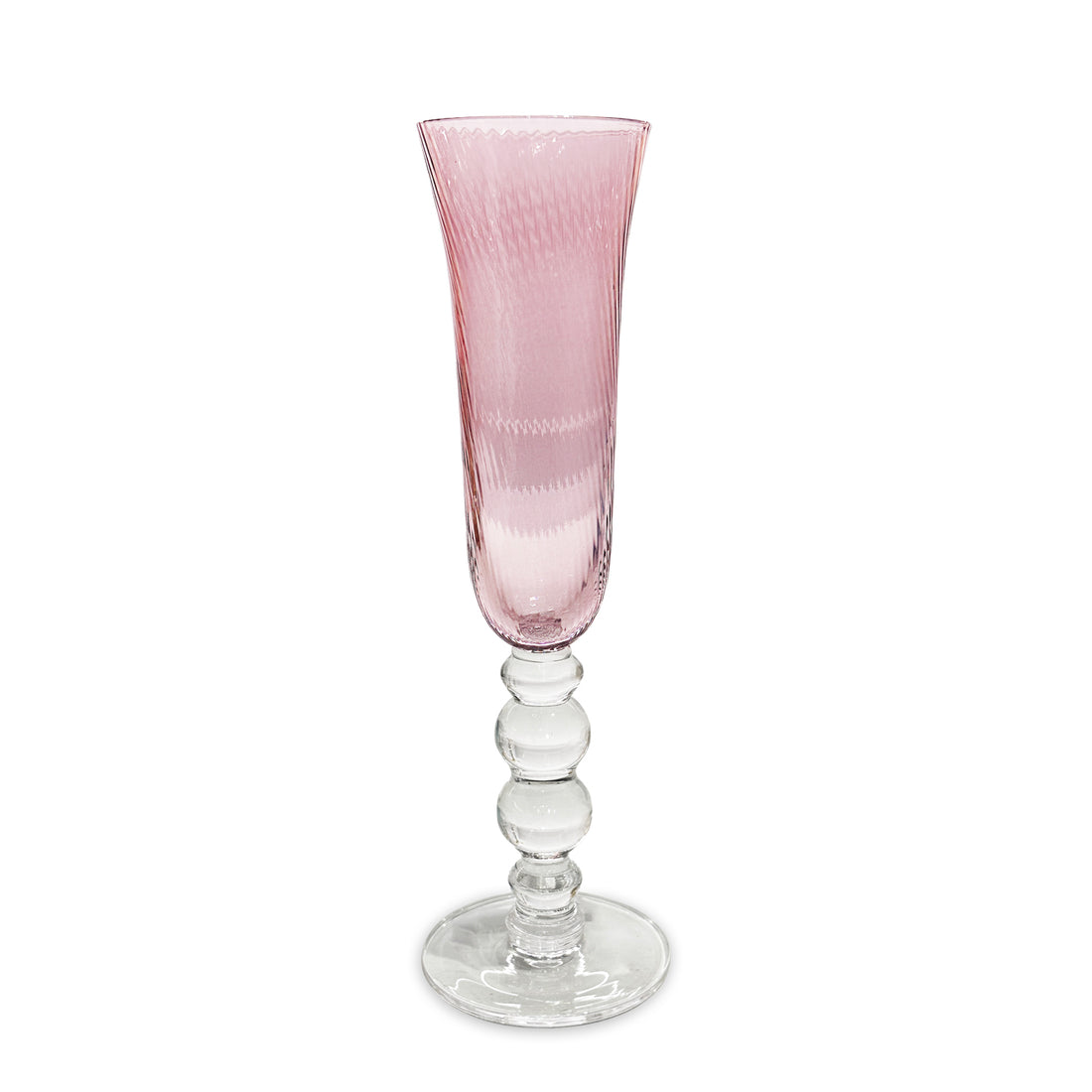GLASS French Swirl Champagne Flute Set of 4 (Pink)