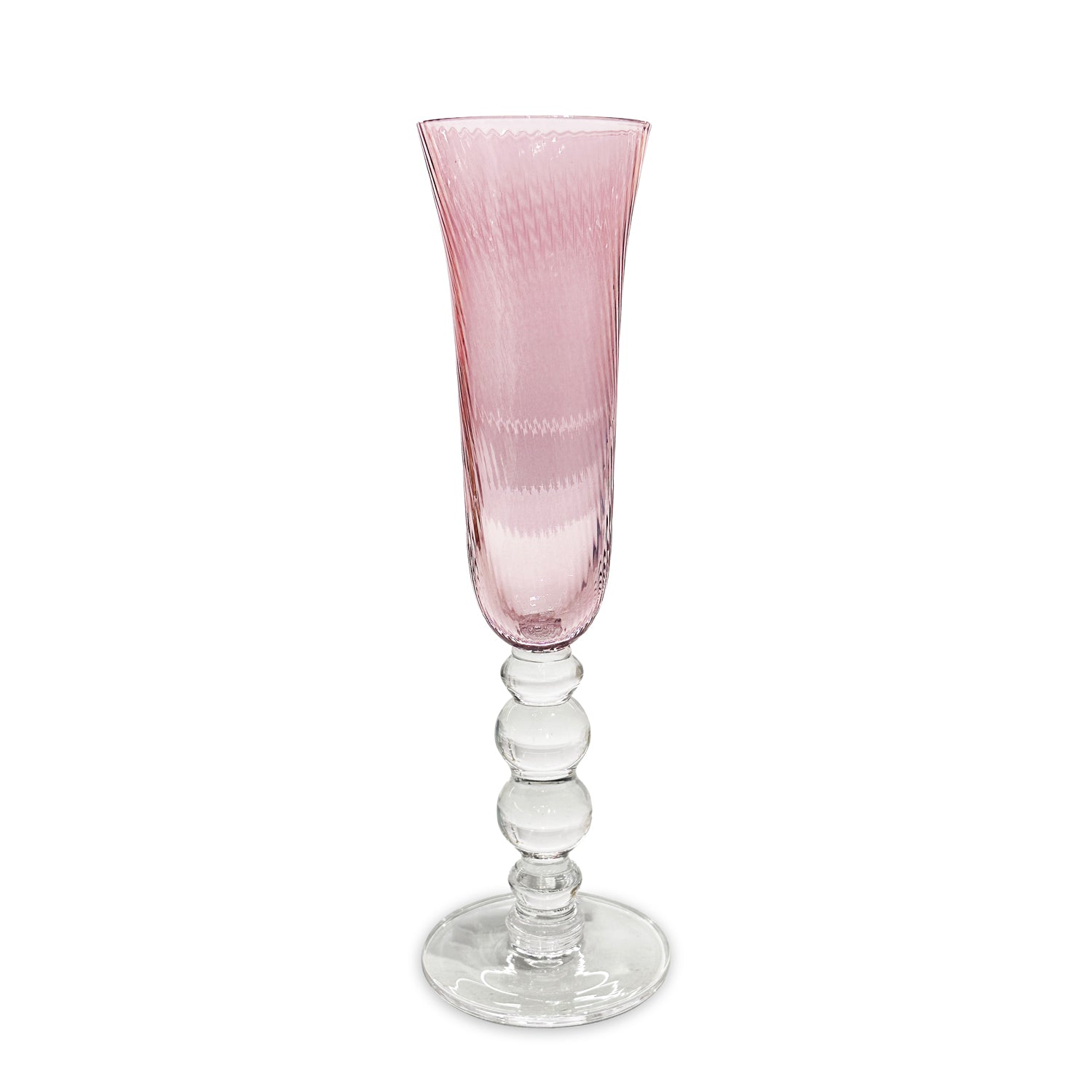 GLASS French Swirl Champagne Flute Set of 4 (Pink)