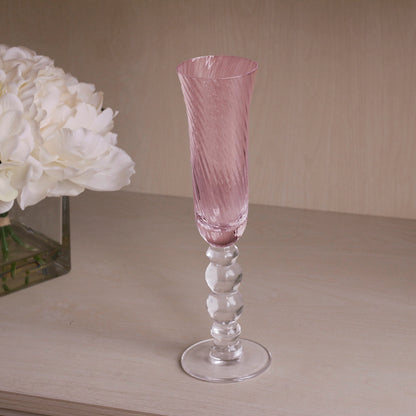 GLASS French Swirl Champagne Flute Set of 4 (Pink)