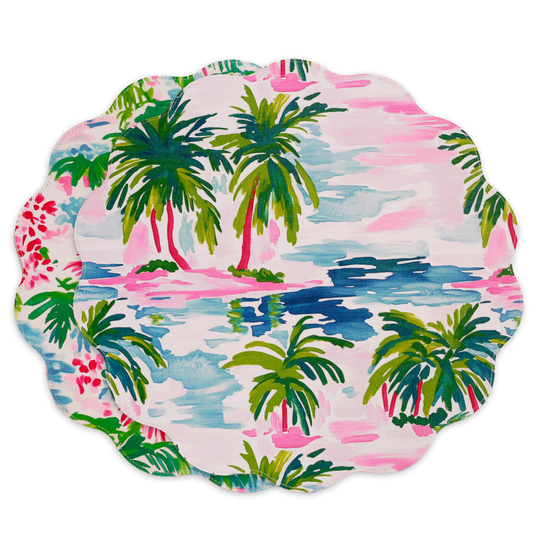 VIDA Palm Trees Reversible  Round Placemats Set of 4 (Multi)