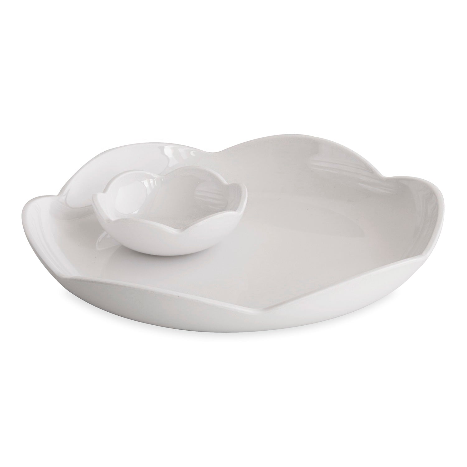 VIDA Amelia Round Platter with Mini Dip Bowl White