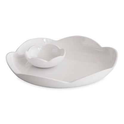 VIDA Amelia Round Platter with Mini Dip Bowl White