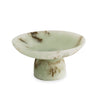 Jade swirl marble pattern resin pedestal dish on a white background
