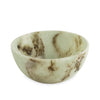 Jade swirl marble pattern resin bowl on a white background