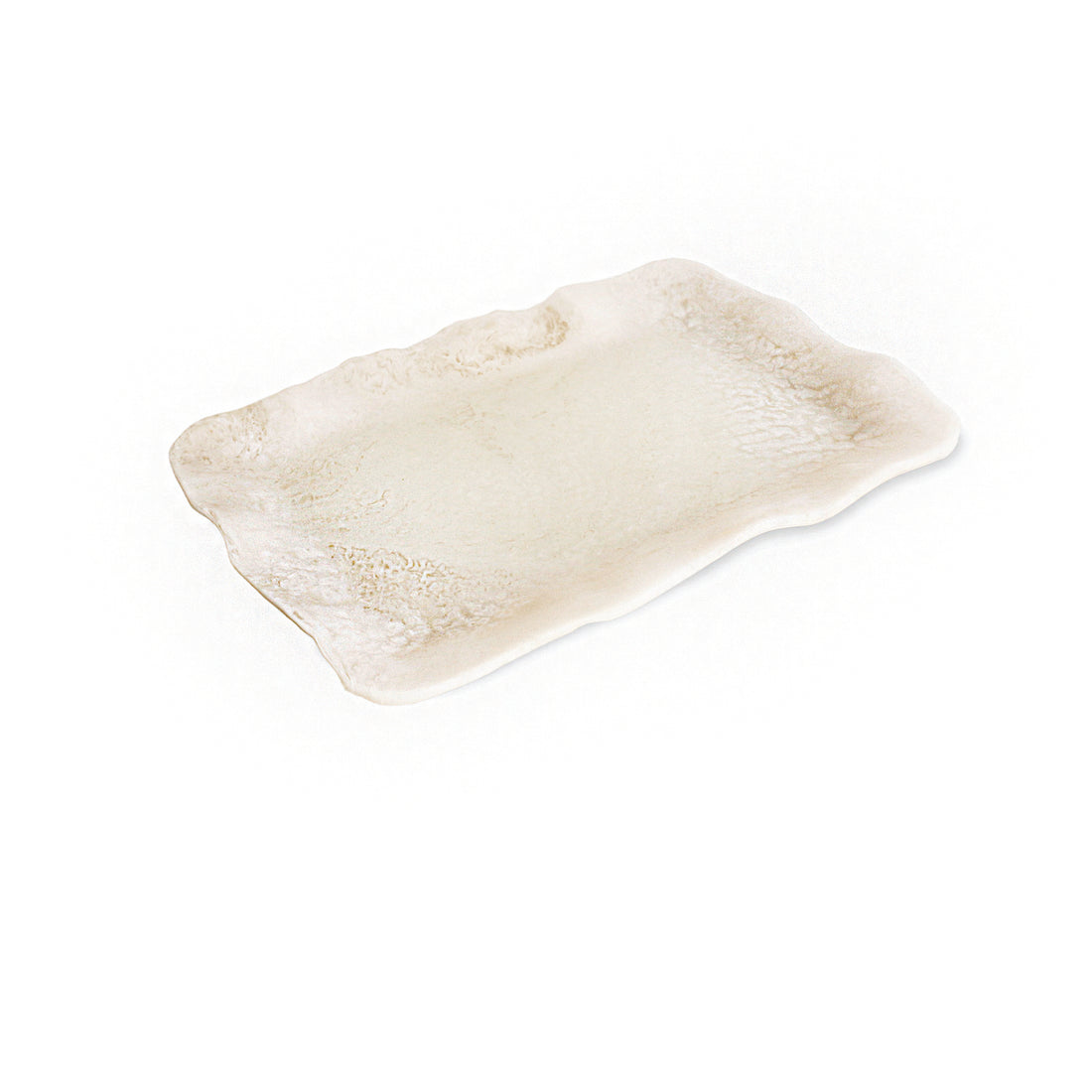 Rectangular alabaster resin tray on a white background