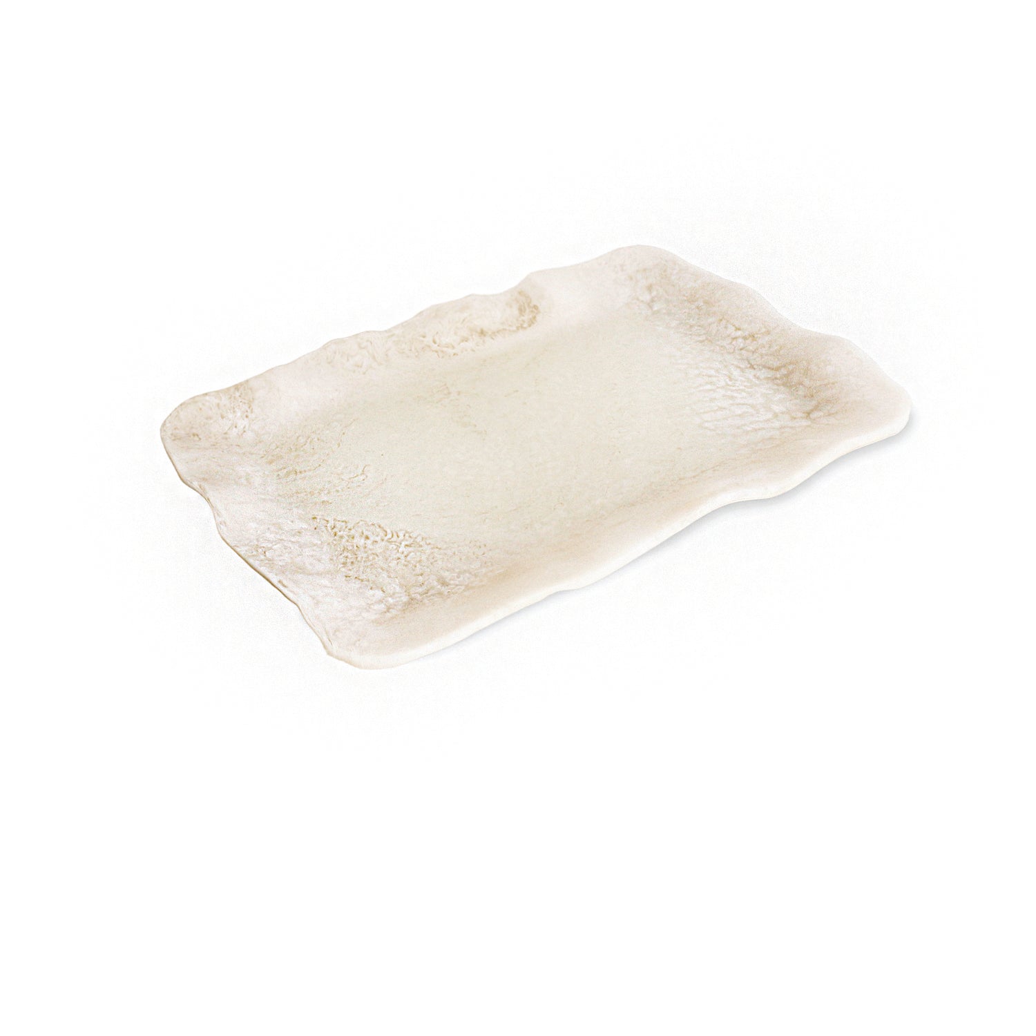 Rectangular alabaster resin tray on a white background