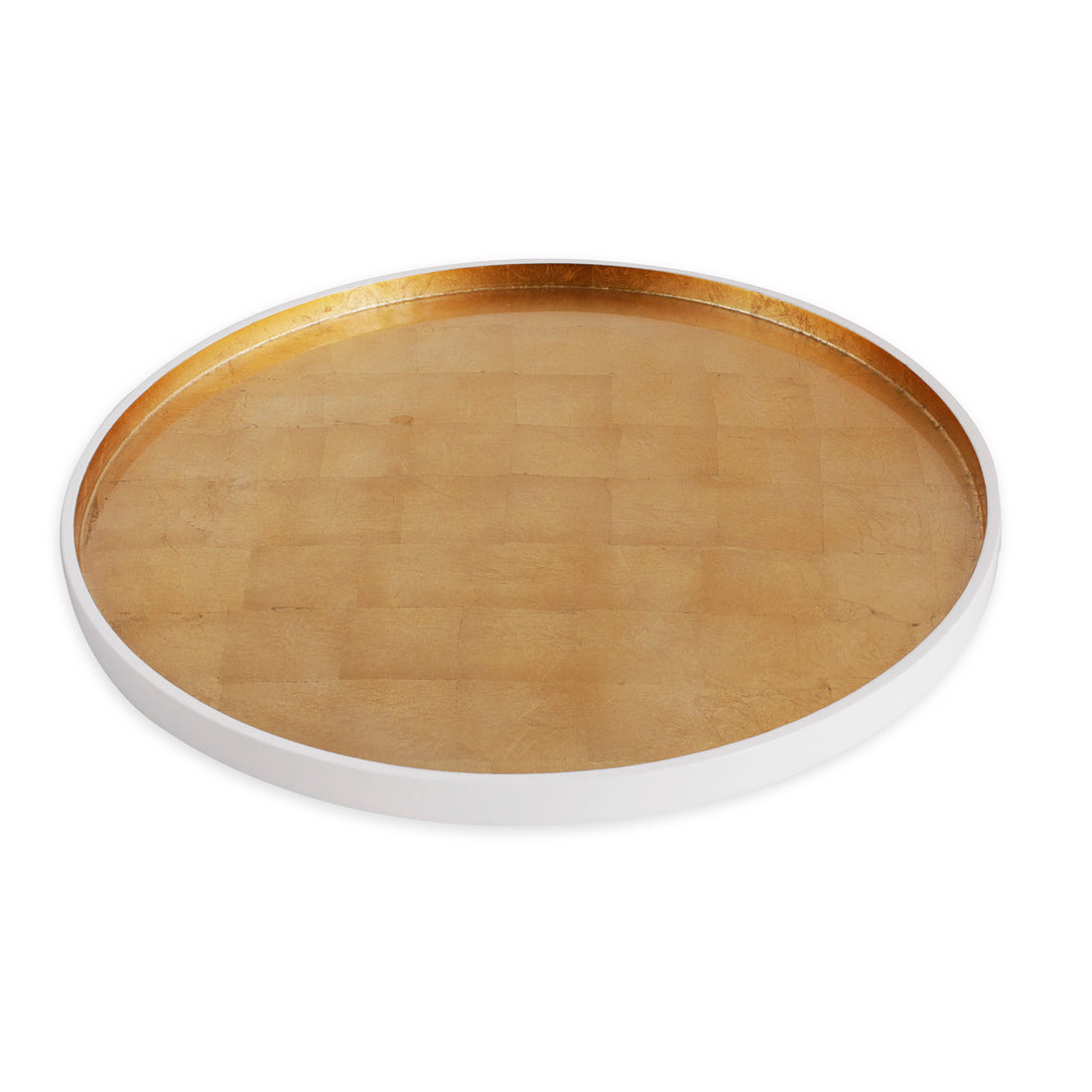INDOCHINE Round Lacquered Tray White and Gold