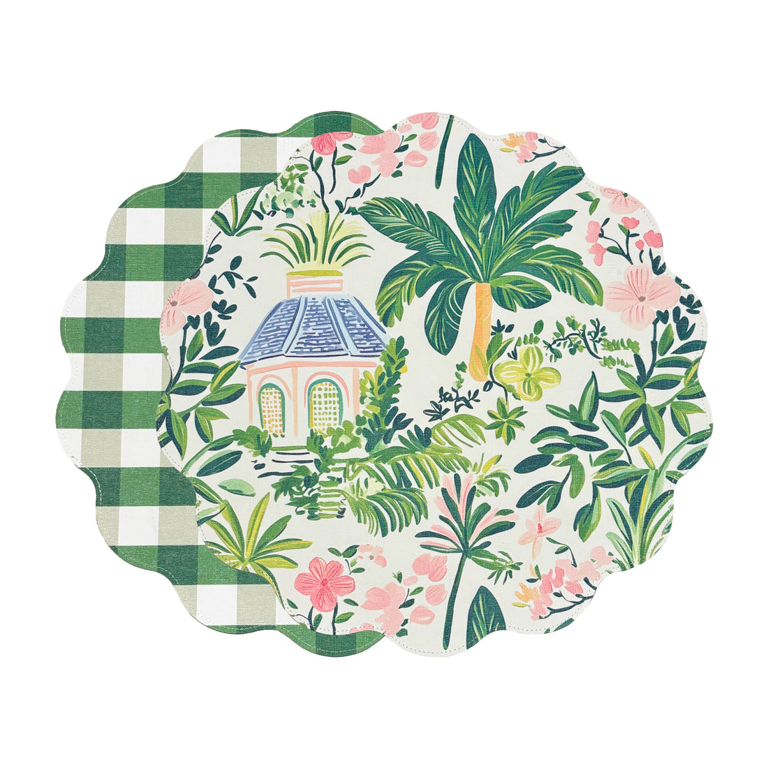 VIDA Cabana Reversible Round Placemats Set of 4 Pink &amp; Green