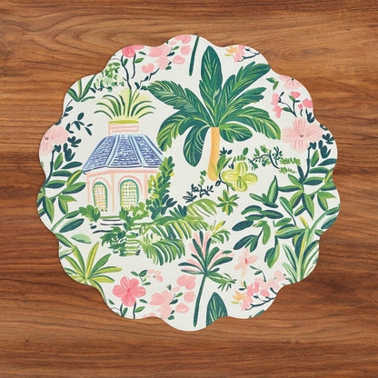 VIDA Cabana Reversible Round Placemats Set of 4 Pink &amp; Green