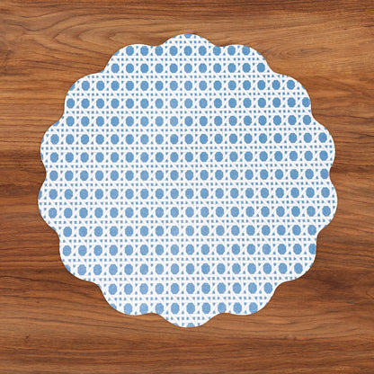 VIDA Sealife and Rattan Reversible Round Placemats Set of 4 Blue &amp; Pink