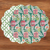 VIDA Laurent and Trellis Reversible Round Placemats Set of 4 Green & White