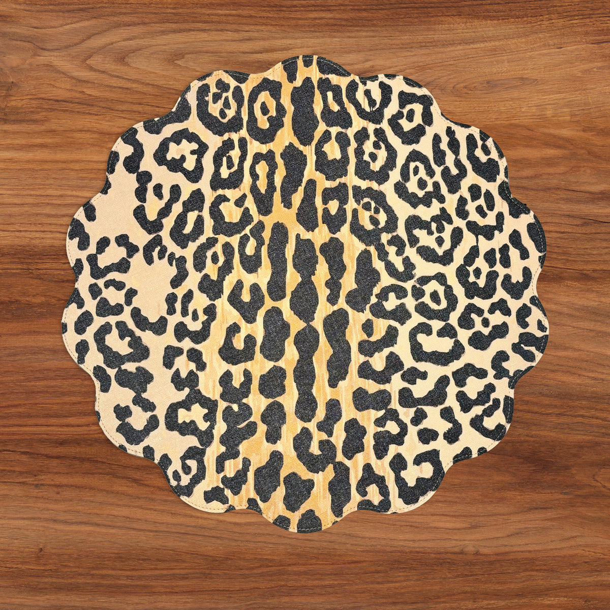 VIDA Cheetah and Zebra Reversible Round Placemats Set of 4 Red &amp; Black