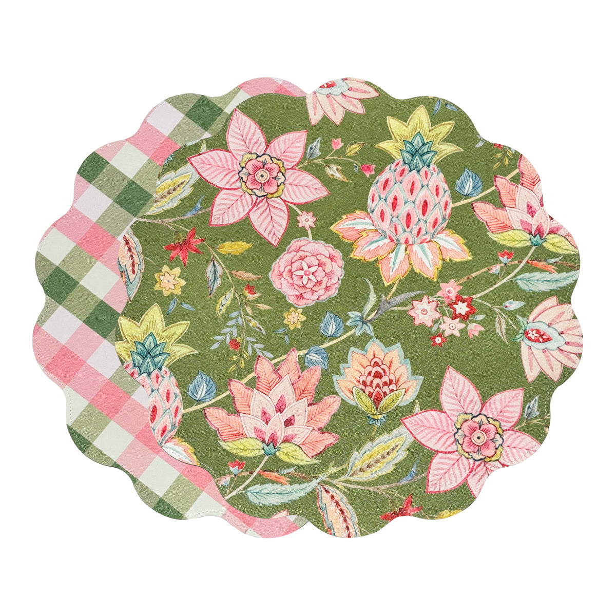 vida-tropical-floral-and-preppy-plaid-reversible-round-placemats-set-of-4-pink-green