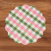 VIDA Tropical Floral and Preppy Plaid Reversible Round Placemats Set of 4 Pink & Green