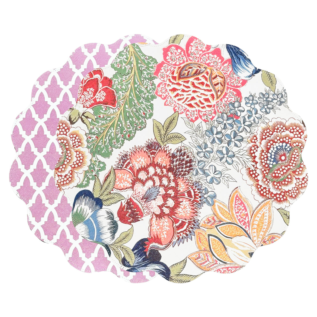 VIDA Eggplant and Pink  Reversible Round Placemats Set of 4 Blue &amp; Pink