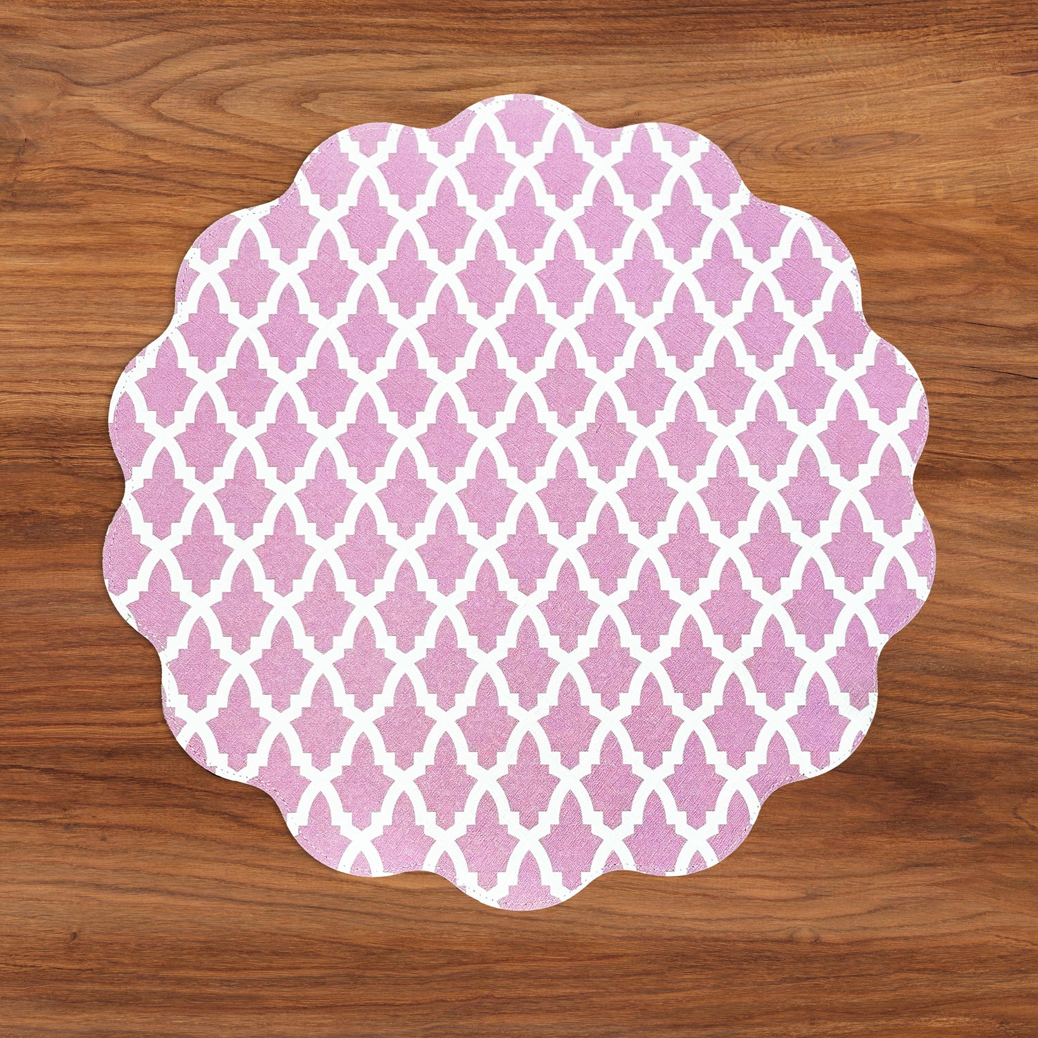 VIDA Eggplant and Pink  Reversible Round Placemats Set of 4 Blue &amp; Pink