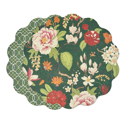 vida-cabbage-roses-and-trellis-reversible-round-placemats-set-of-4-green-red