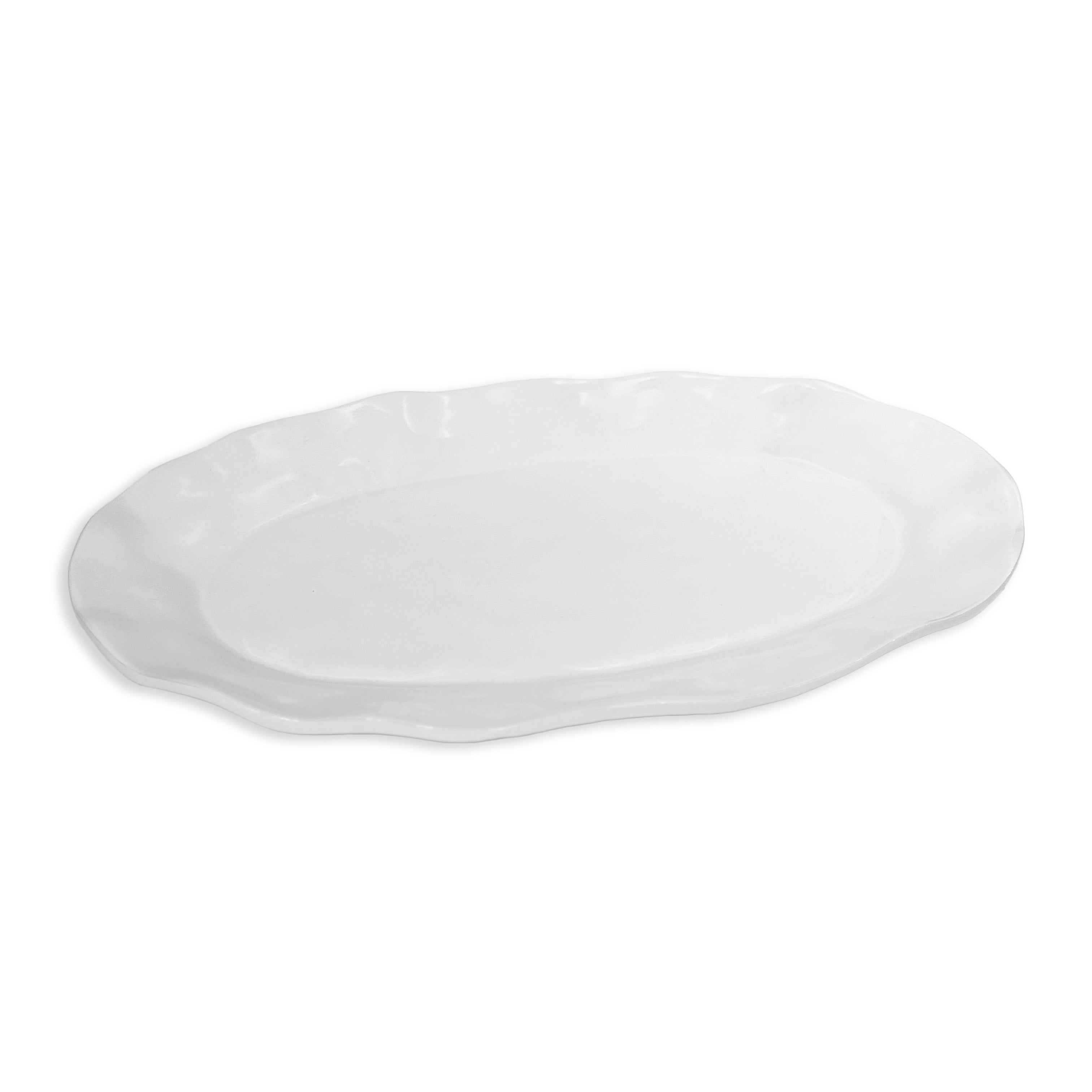 White oval tray on a white background