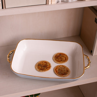 CERAMIC Bambu Rectangular Casserole Periwinkle &amp; White