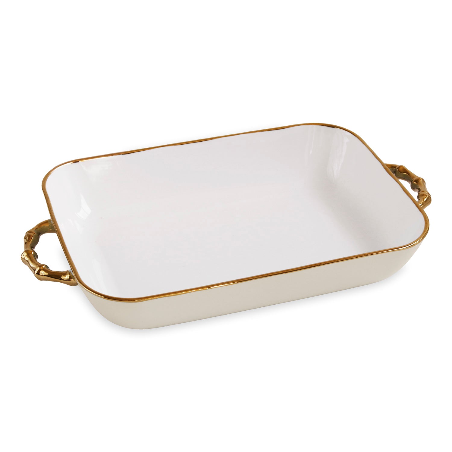 CERAMIC Bambu Rectangular Casserole Cream &amp; White