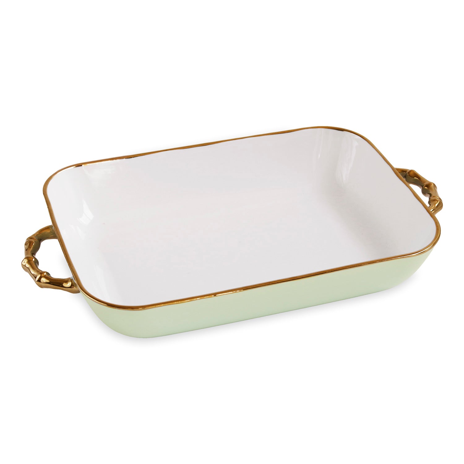 CERAMIC Bambu Rectangular Casserole Pistachio &amp; White