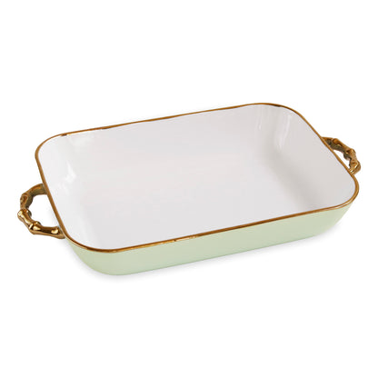 CERAMIC Bambu Rectangular Casserole Pistachio &amp; White
