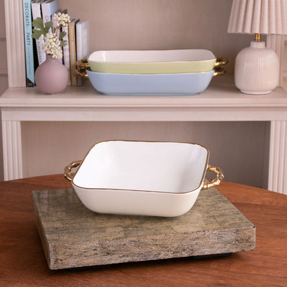 CERAMIC Bambu Square Casserole Cream &amp; White