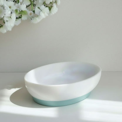 RESIN Rio Large Oval Bowl with Base (White and Turquoise)