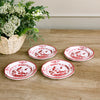 VIDA Faenza Appetizer Plate Set of 4  (Red and White)