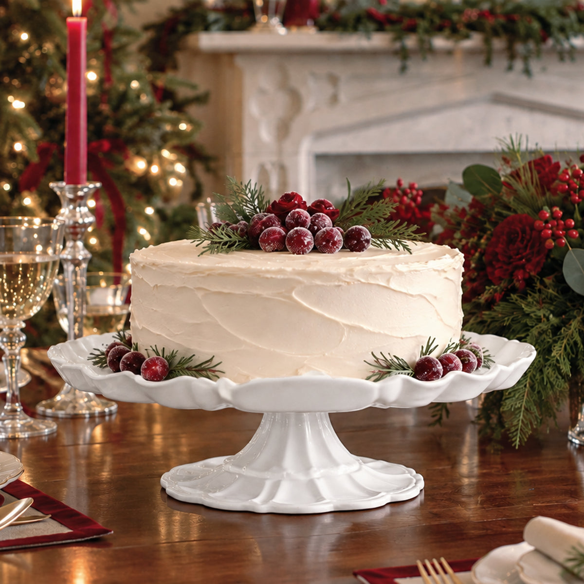 VIDA Tuscany Pedestal Cake Plate (White)