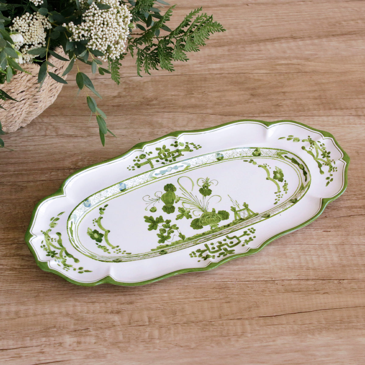 VIDA Faenza Long Oval Tray (Green and White) – Beatriz Ball