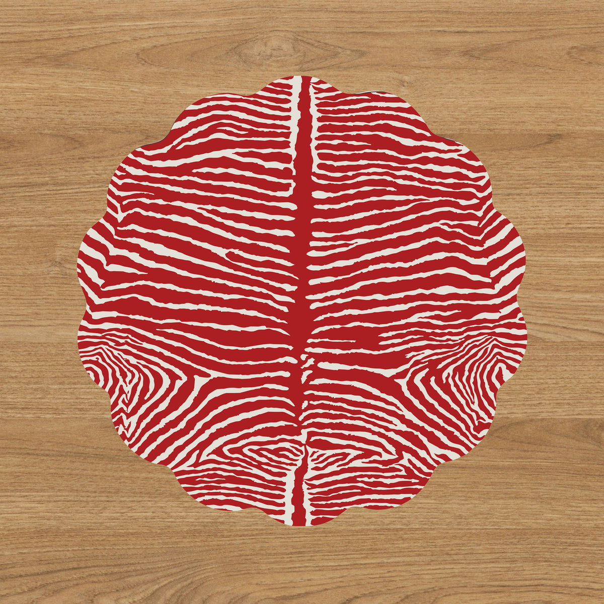 VIDA Zebra and Floral Reversible Placemats Set of 4 (Red &amp; Multi)