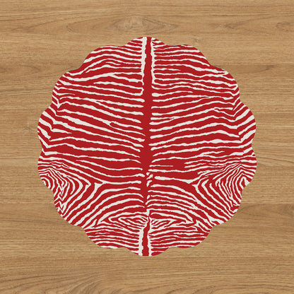 VIDA Zebra and Floral Reversible Placemats Set of 4 (Red &amp; Multi)