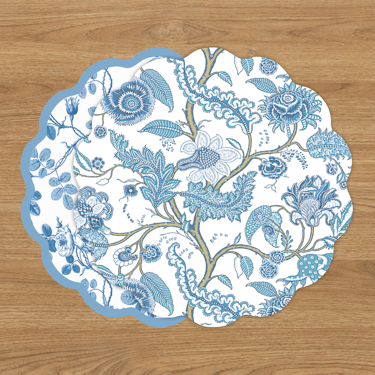 VIDA Blooms and Branches Reversible Placemats Set of 4 (Blue &amp; White)
