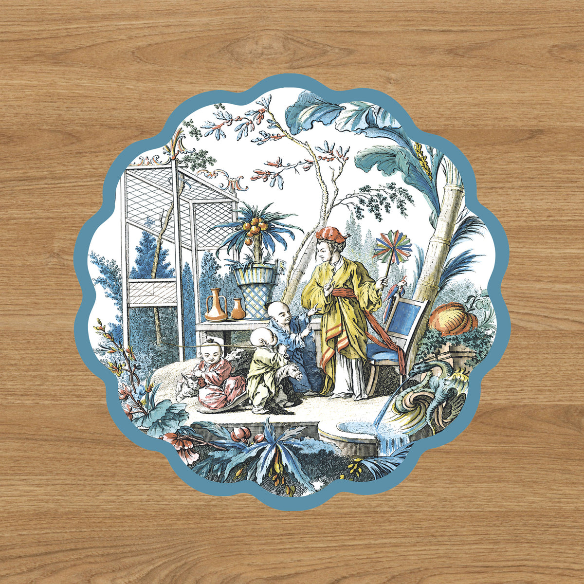 VIDA Chinoiserie and Branches Reversible Placemats Set of 4 (Blue and White)