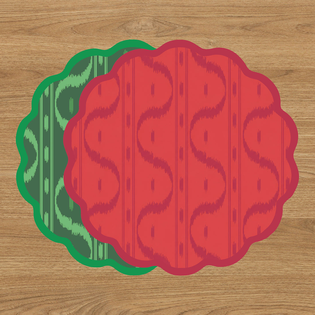 VIDA Festive Reversible Placemats Set of 4 (Green &amp; Red)