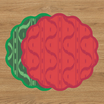 VIDA Festive Reversible Placemats Set of 4 (Green &amp; Red)