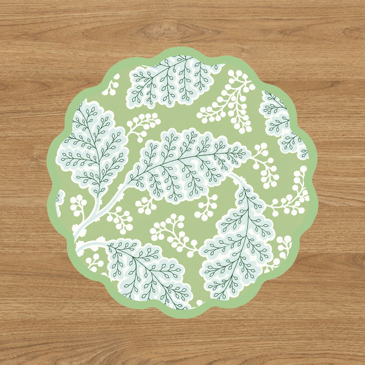 VIDA Blue Birds and Leaves Reversible Placemats Set of 4 (Blue &amp; Green)
