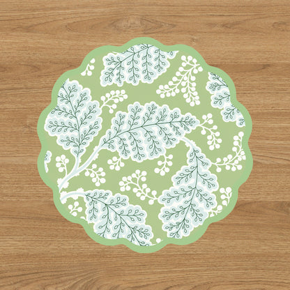 VIDA Blue Birds and Leaves Reversible Placemats Set of 4 (Blue &amp; Green)