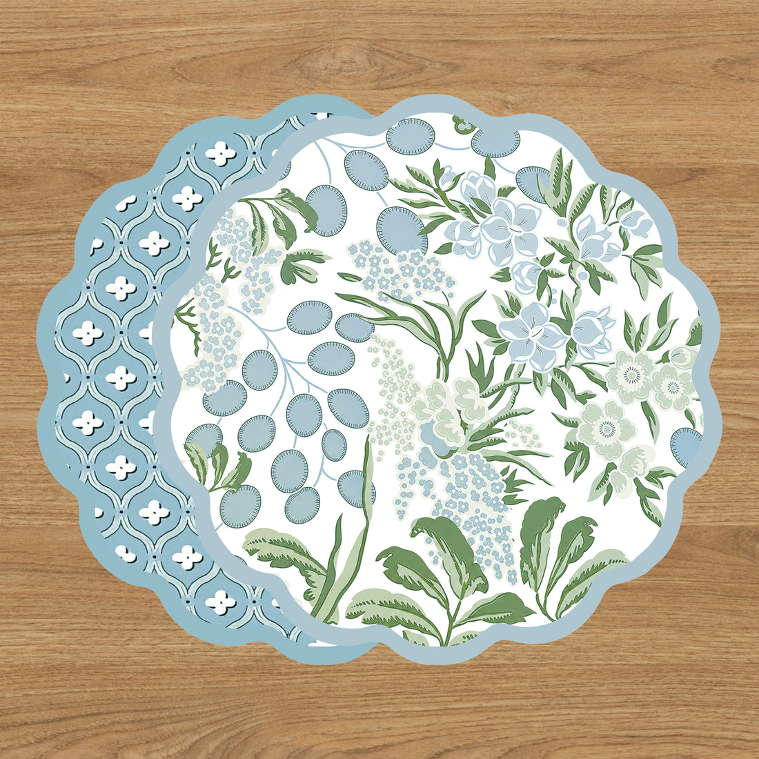 VIDA Floral and Flowers Reversible Placemats Set of 4 (Slate &amp; Green)