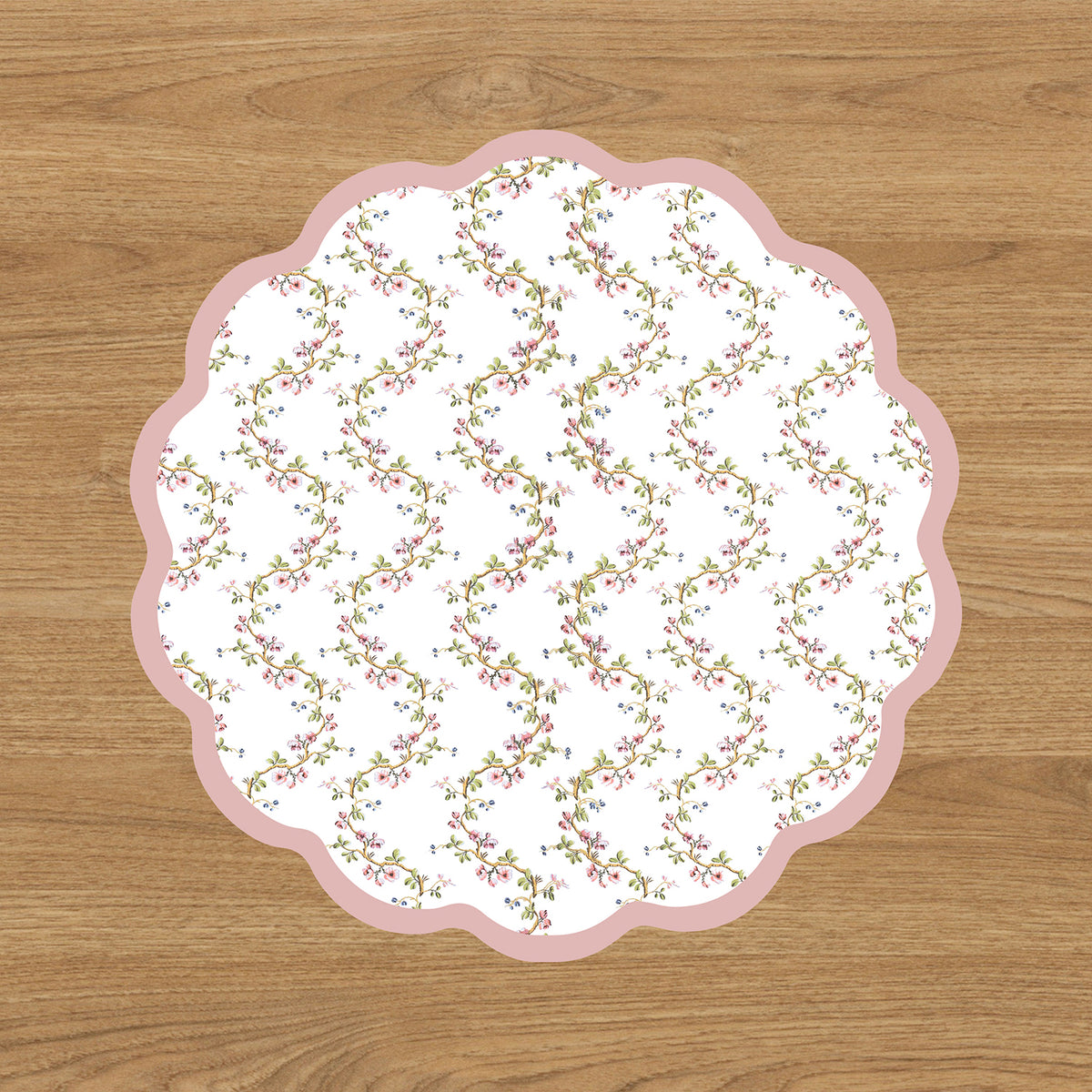 VIDA Birds, Pears and Vines Reversible Placemats Set of 4 (Pink &amp; Green)