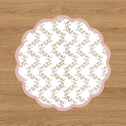 VIDA Birds, Pears and Vines Reversible Placemats Set of 4 (Pink &amp; Green)