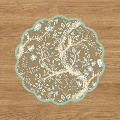 VIDA Forest Animals and Branches Reversible Placemats Set of 4 (Green &amp; Brown)