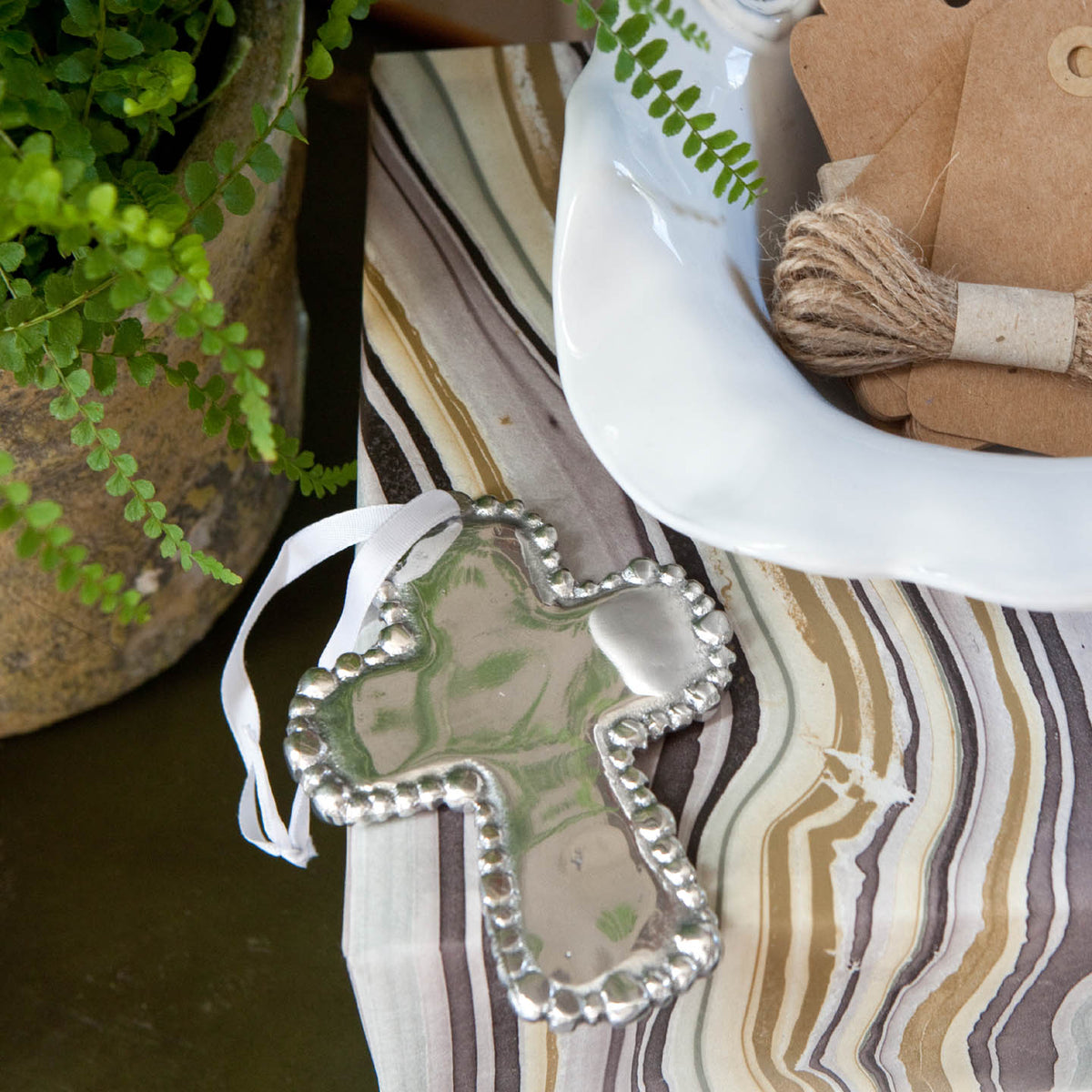 BABY Organic Pearl Cross Ornament
