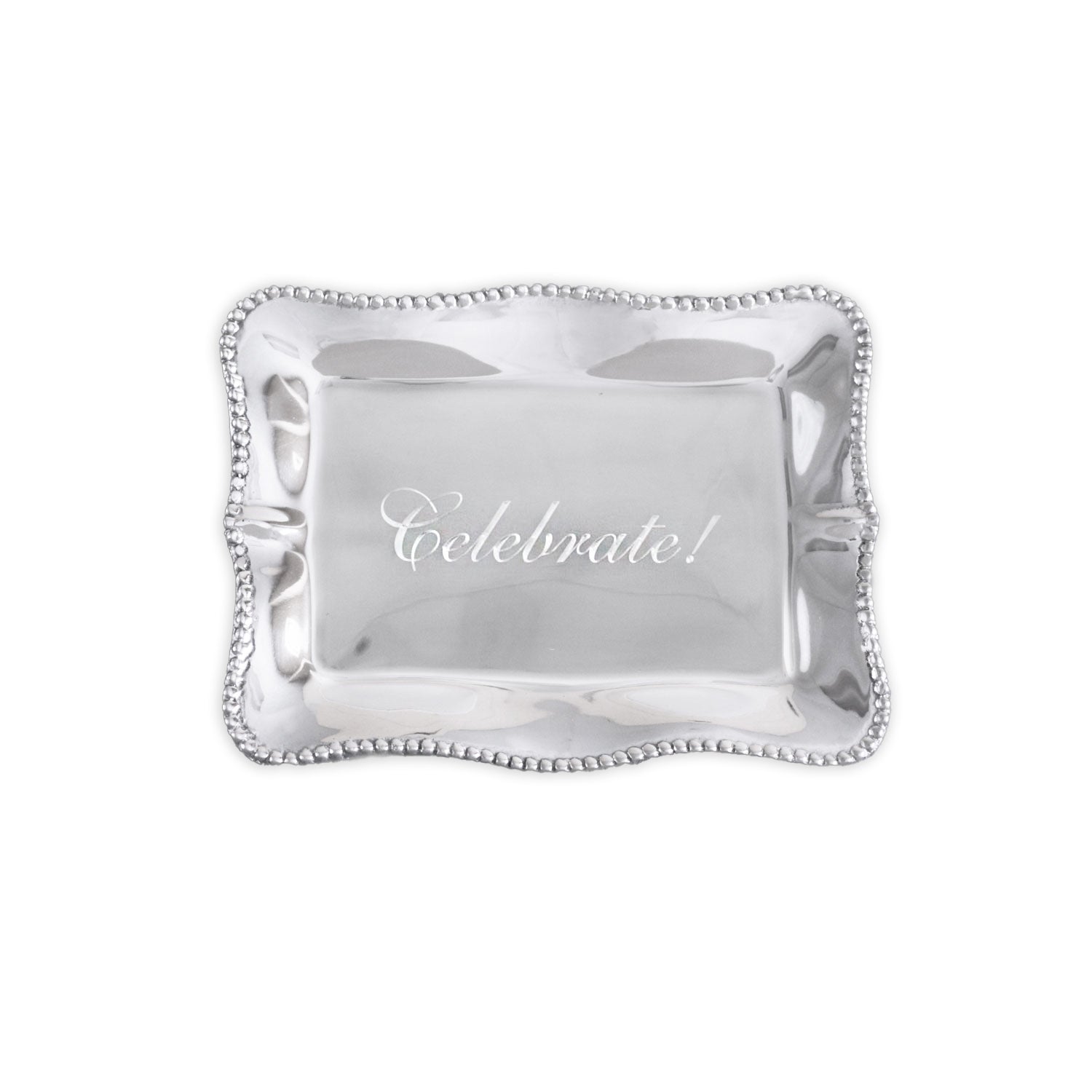 GIFTABLES Pearl Denisse Rectangular Engraved Tray &quot;Celebrate!&quot;
