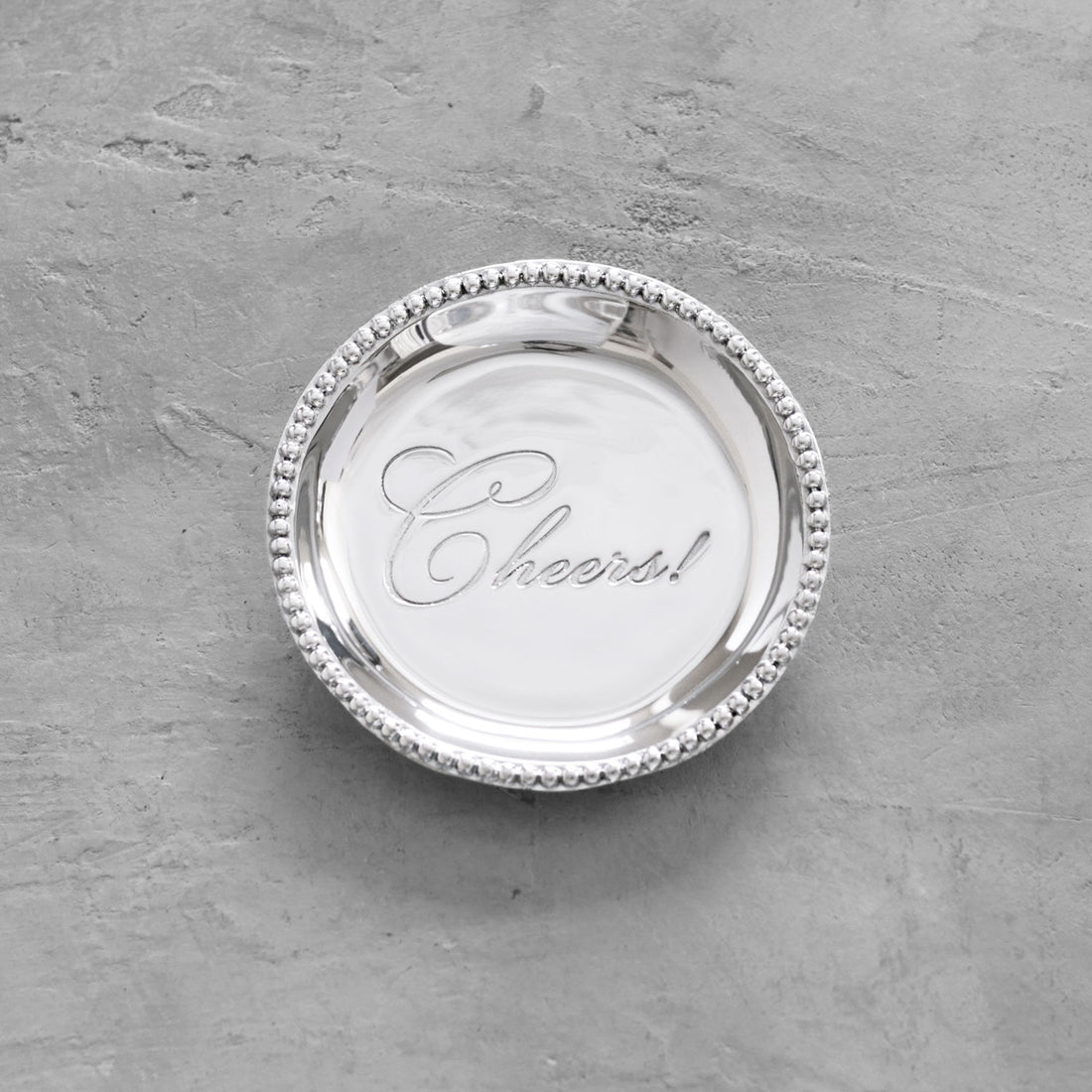 GIFTABLES Organic Pearl Round Wine Plate &quot;Cheers!&quot;