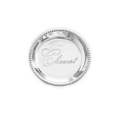 GIFTABLES Organic Pearl Round Wine Plate &quot;Cheers!&quot;