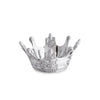 Small silver crown-shaped bowl on a white background