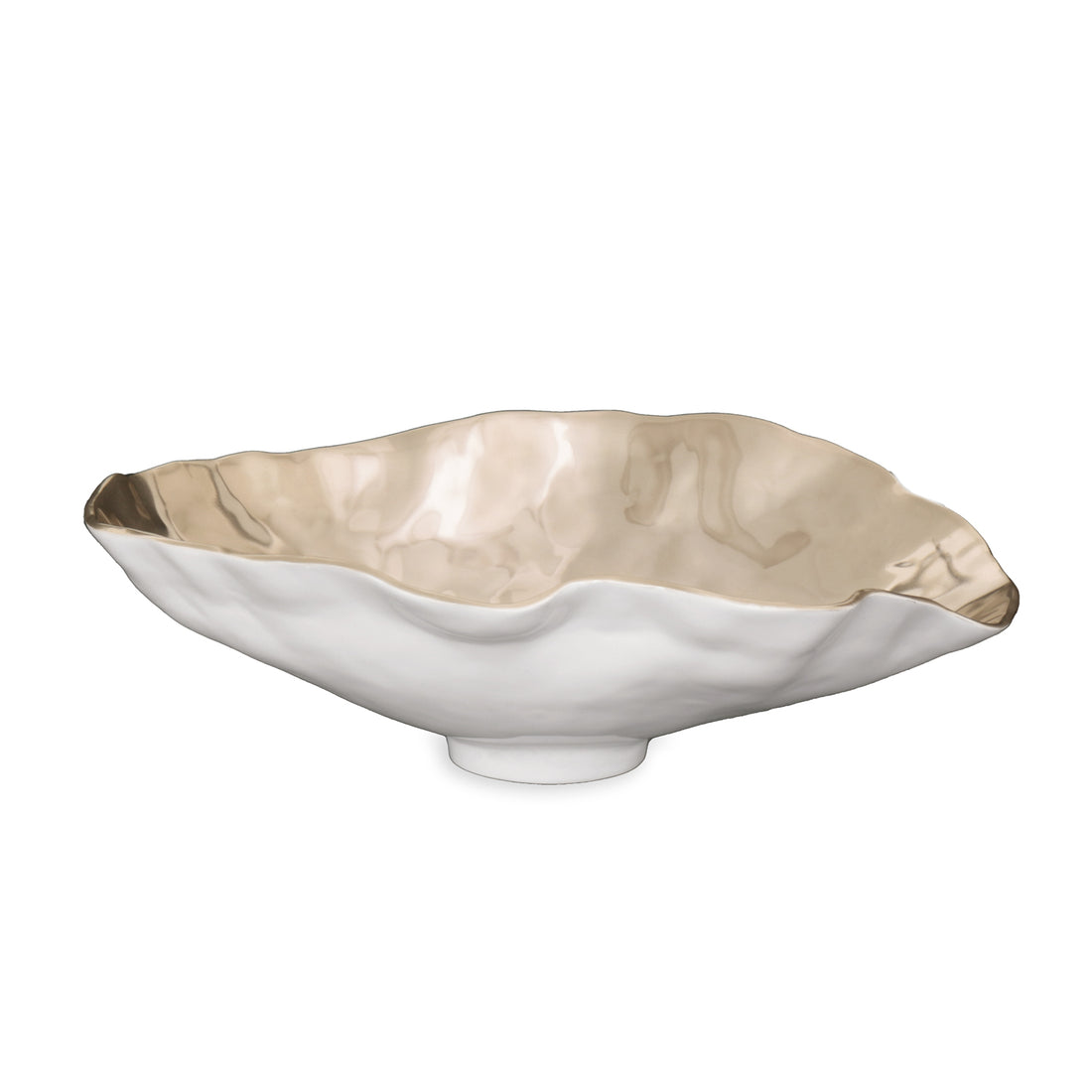 THANNI Maia Large Oval Bowl (White and Gold)