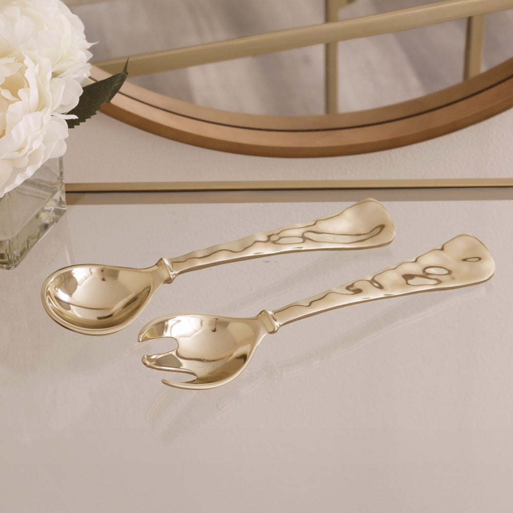 SIERRA MODERN Large Salad Servers (Shiny Gold)